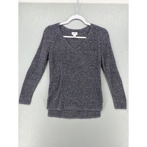 Old Navy Womens Sweater Blue White Marled V-Neck Raglan Knit Small